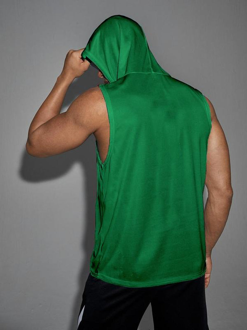 Graphic Drawstring Hooded Sweat Activated Sports Top