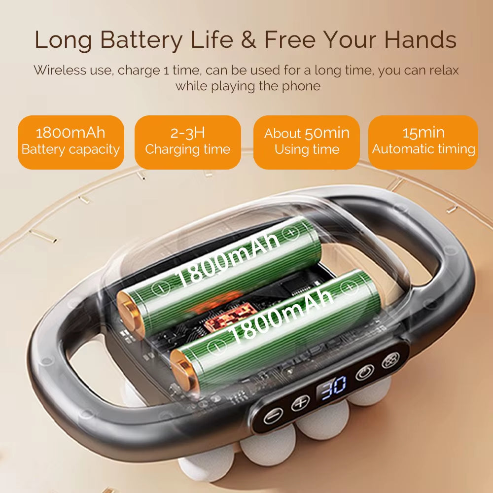 Powerpulse 8X – Deep Tissue Fascia Massage Gun with 8 Heads, 30 Speeds & Red Light Therapy